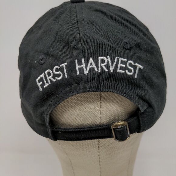 First Harvest Mens Slideback Hat Black Adjustable Embroidered Logo - Picture 8 of 11